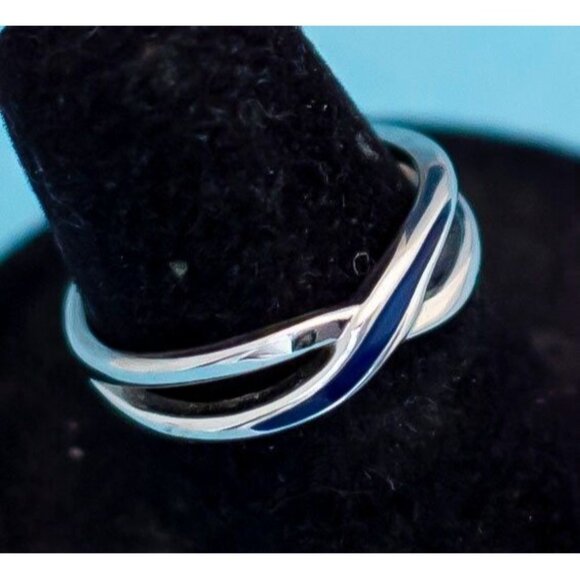 Vintage Silver Tone X Ring by Avon Size 6 N26 - Picture 2 of 3